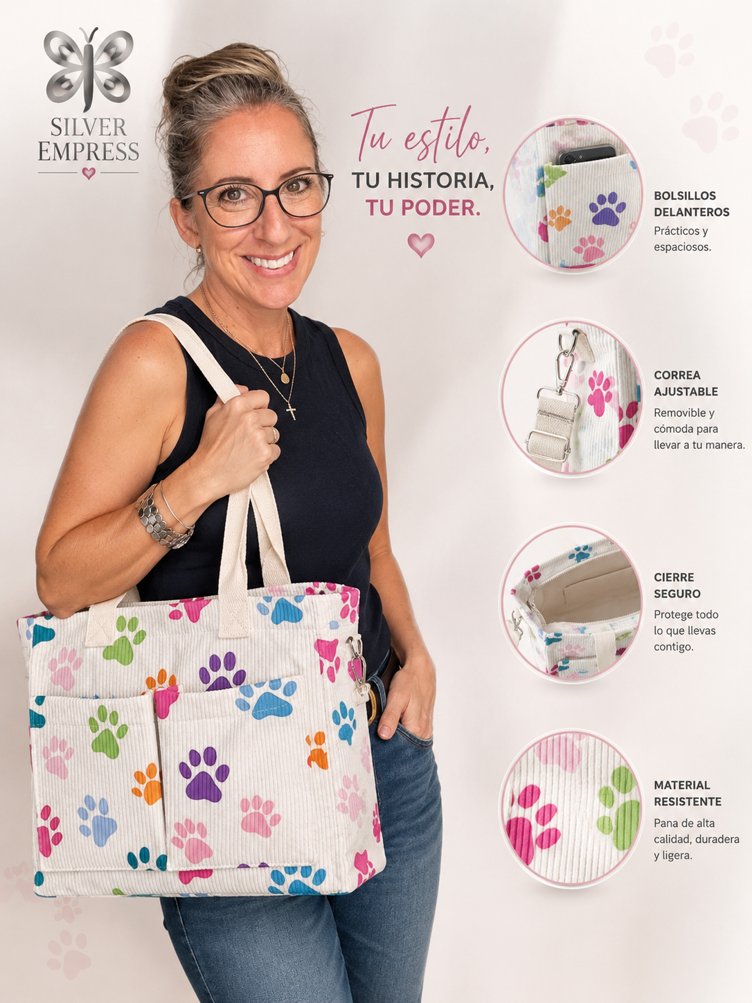Tote Bag con huellitas.
