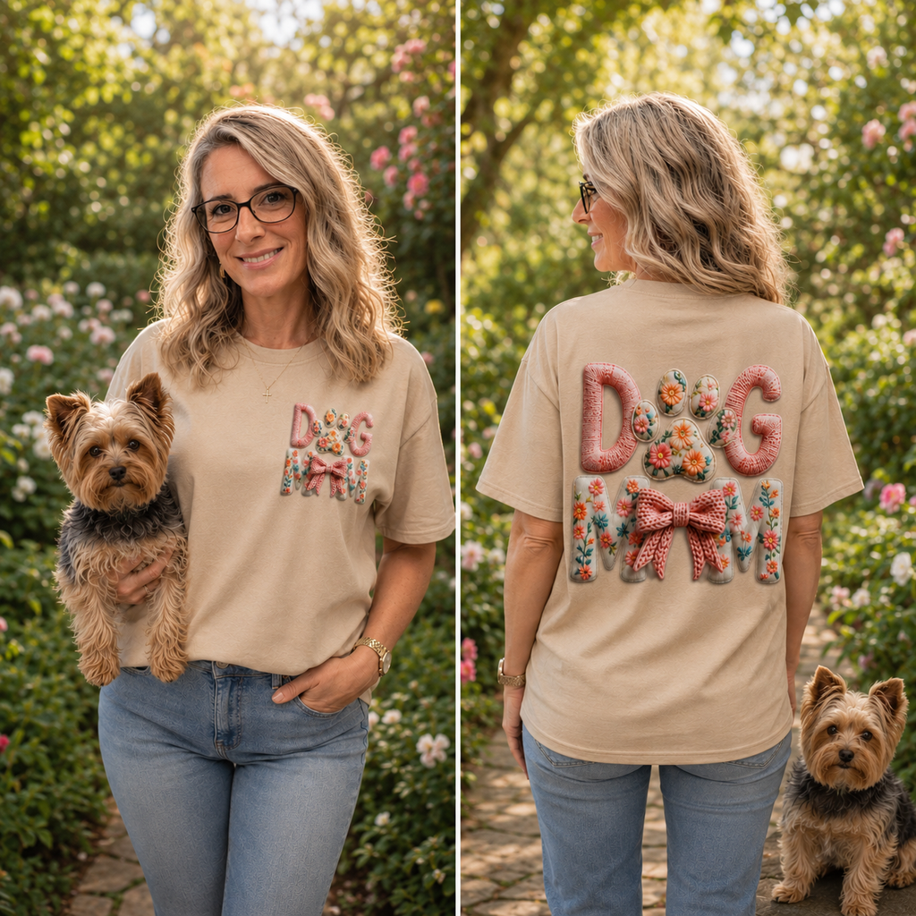 T-Shirt impresa a estilo 3D "Dog Mom"