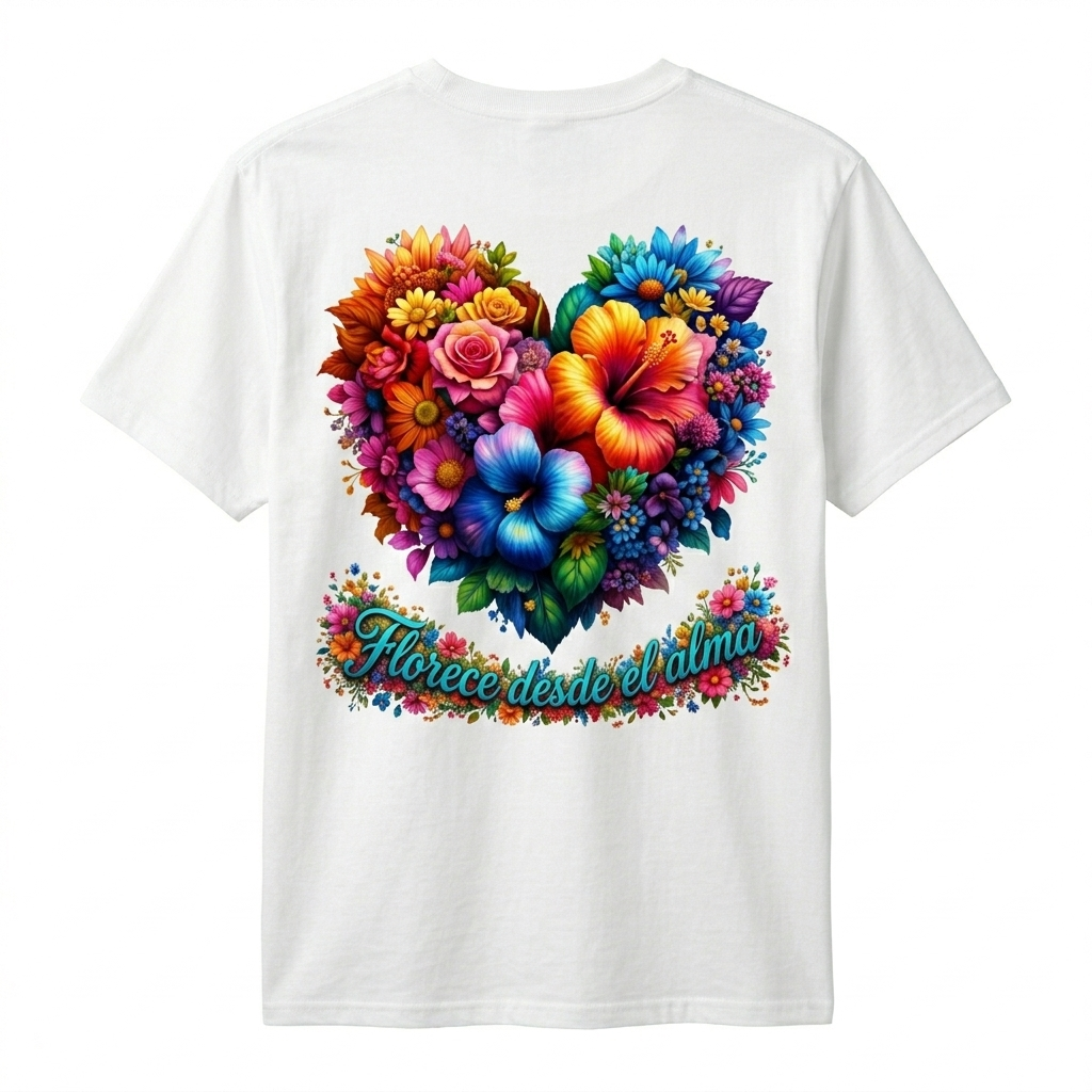 T-Shirt Impresa a estilo 3D "Florece desde el alma"