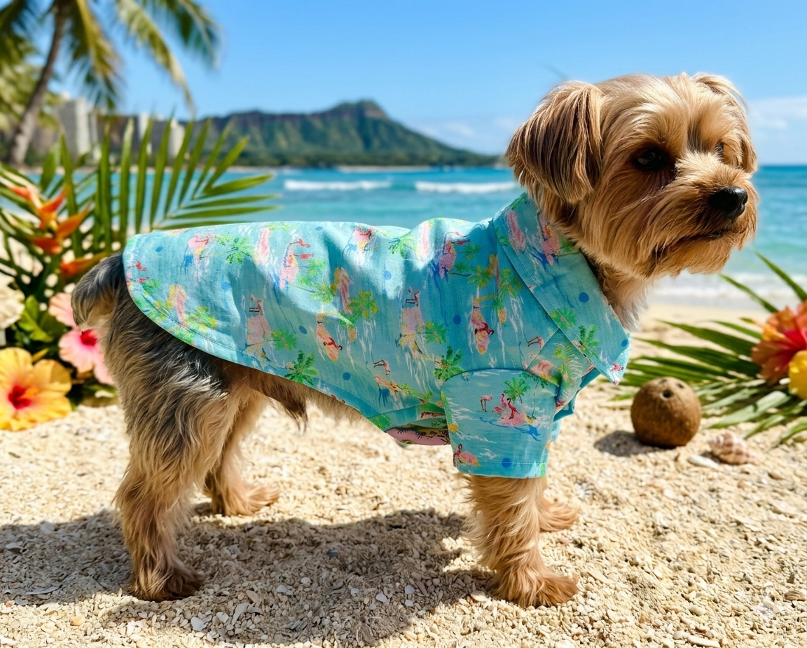 Camisa para mascota estilo hawaiana