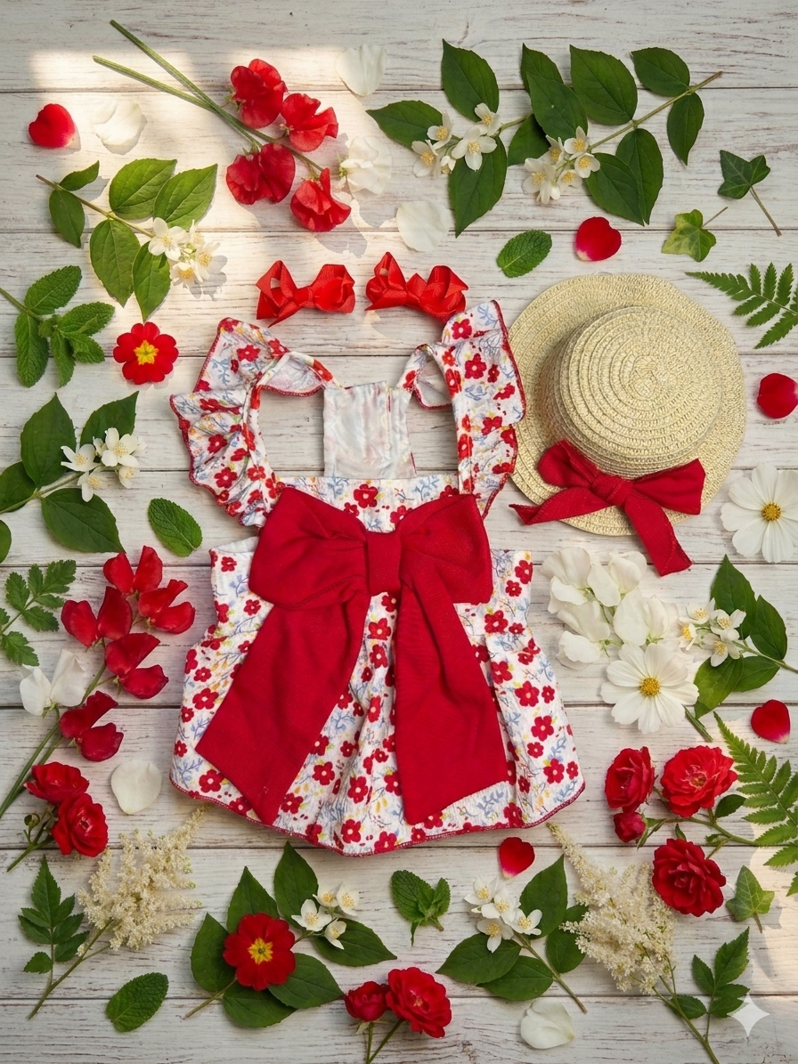 Vestido para mascota con pamela y lazitos