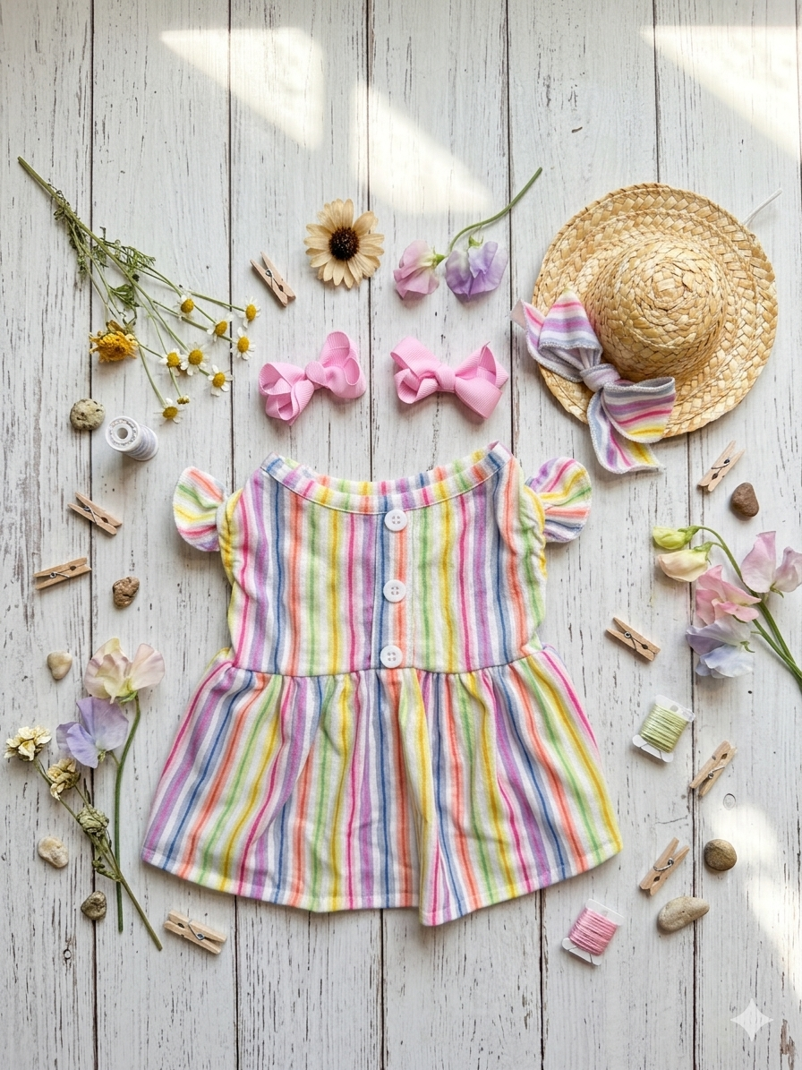 Vestido para mascota con pamela y lazitos