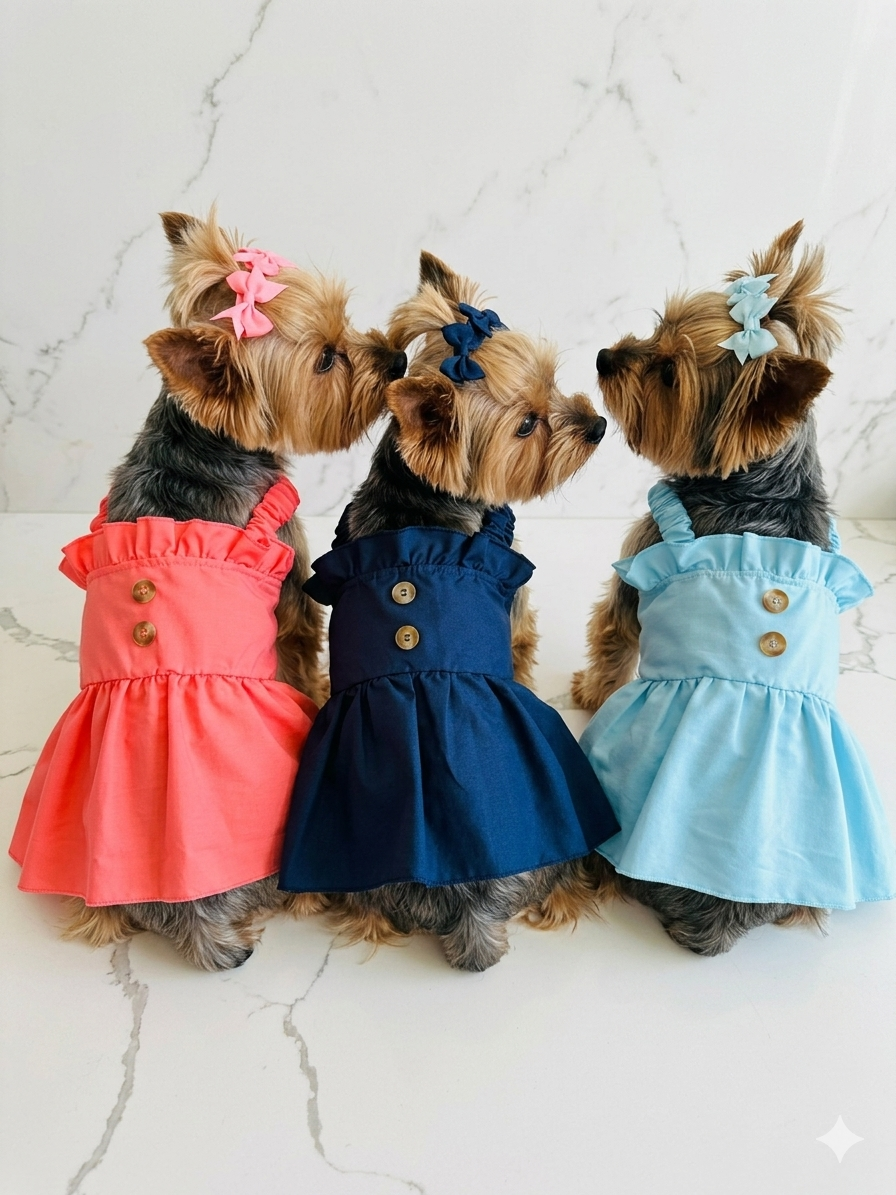 Vestido para mascota talla S + Lazitos para el pelo