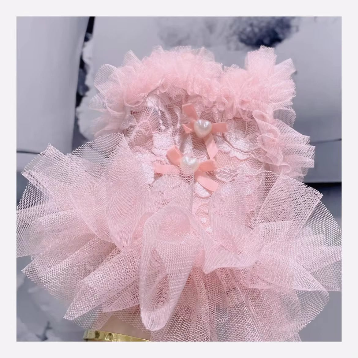 Vestido para mascota estilo bailarina con lazitos para el pelo.