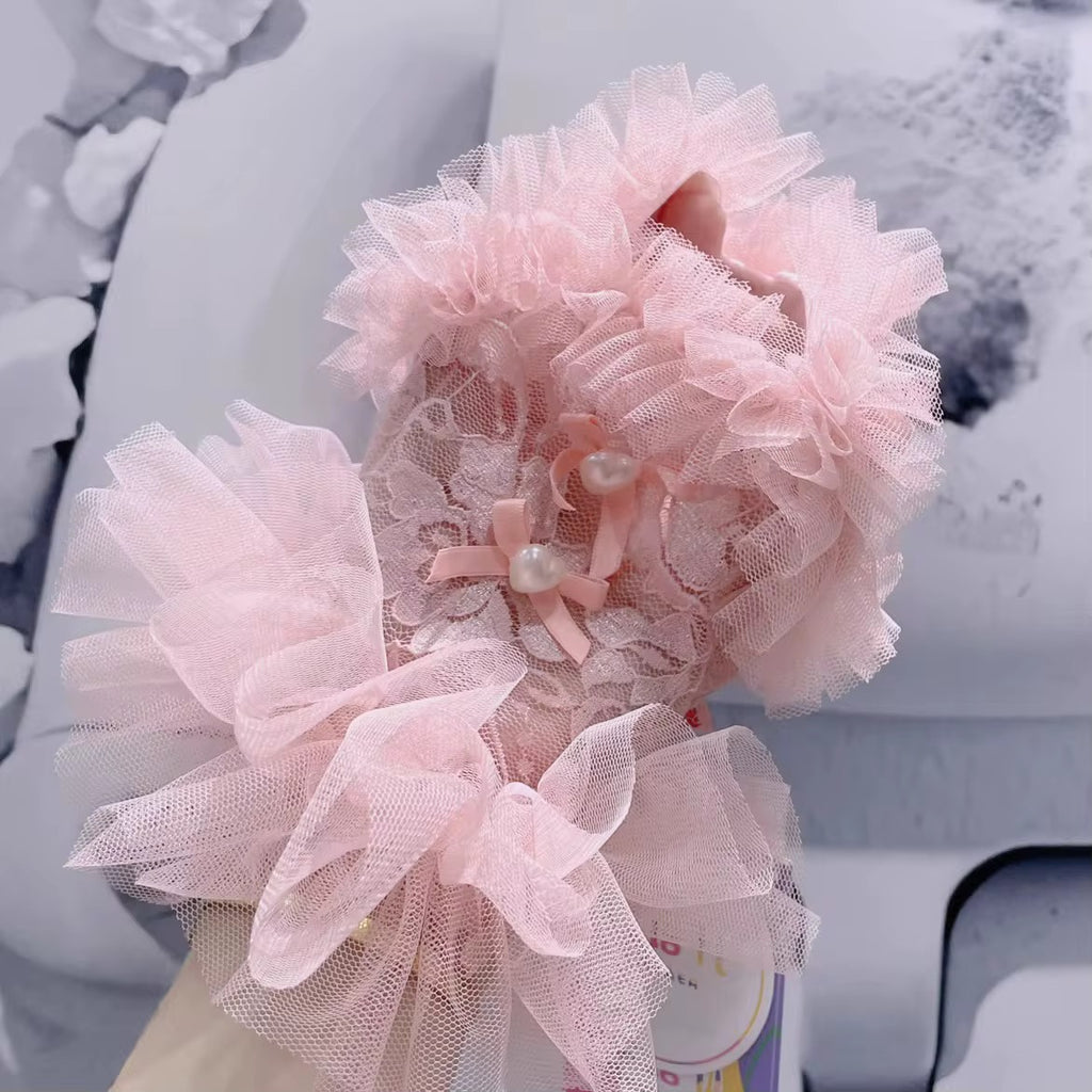 Vestido para mascota estilo bailarina con lazitos para el pelo.