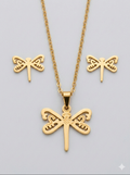 Set de collar y aretes con libélula