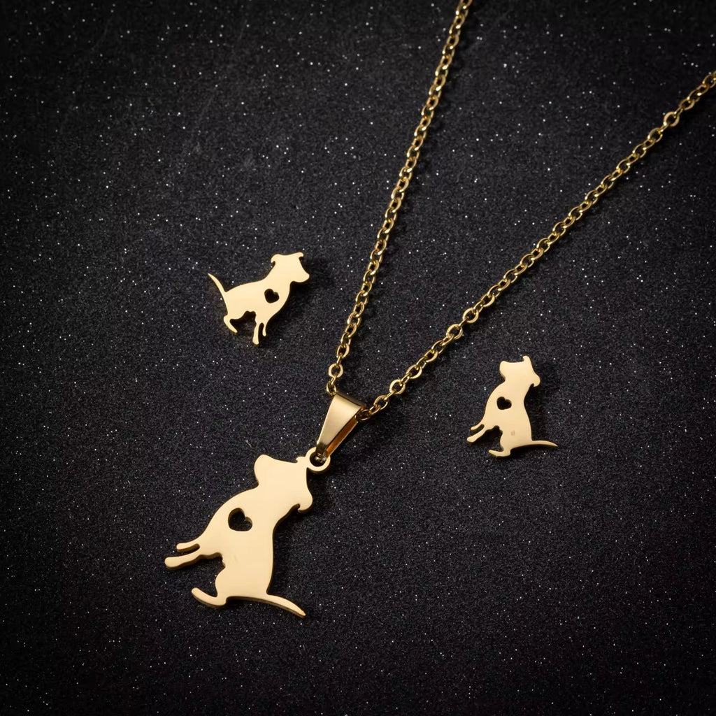 Set de collar y aretes con perro