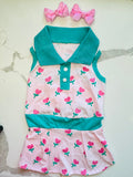 Vestido deportivo para mascota + lazitos para el pelo