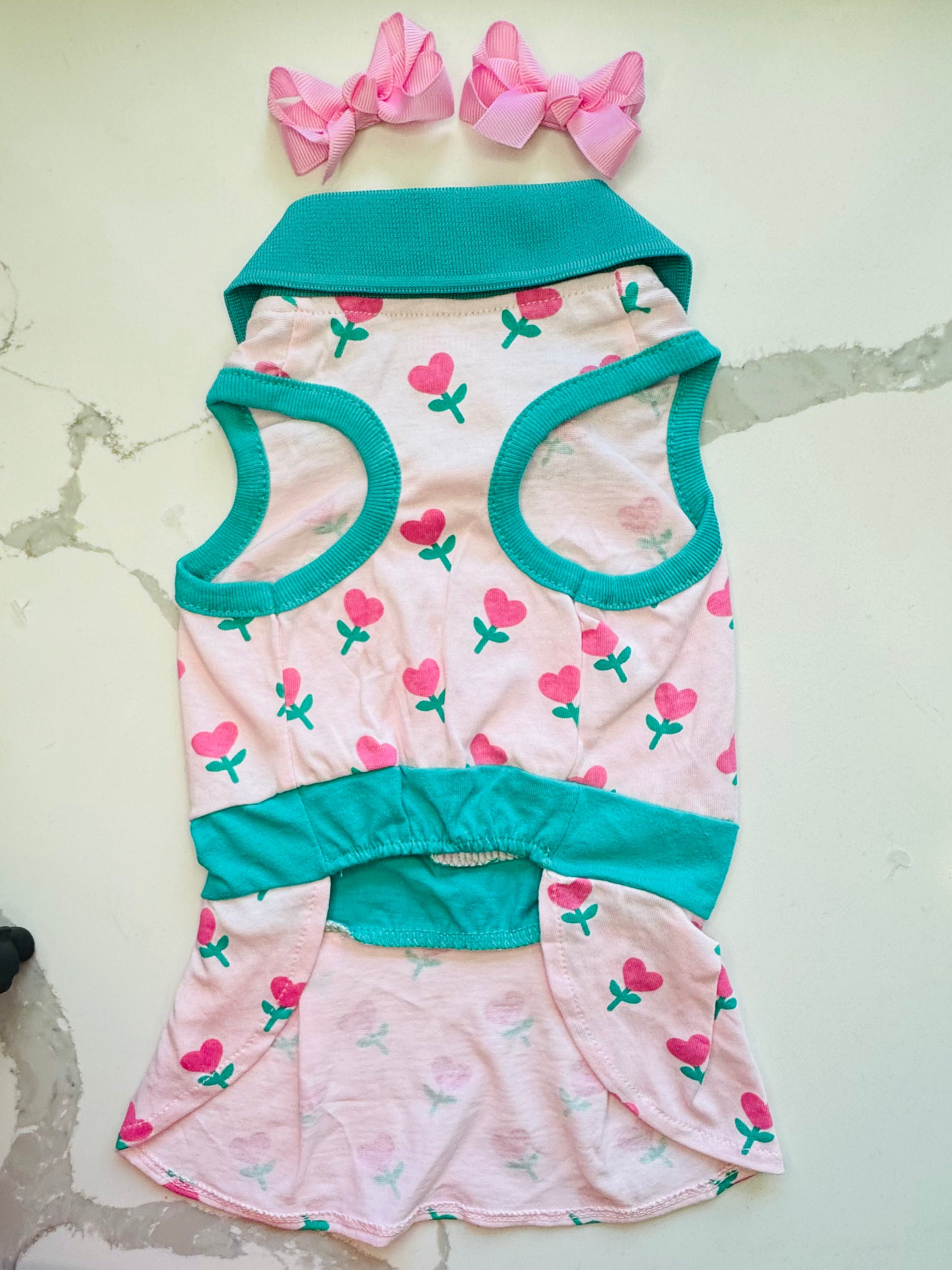 Vestido deportivo para mascota + lazitos para el pelo