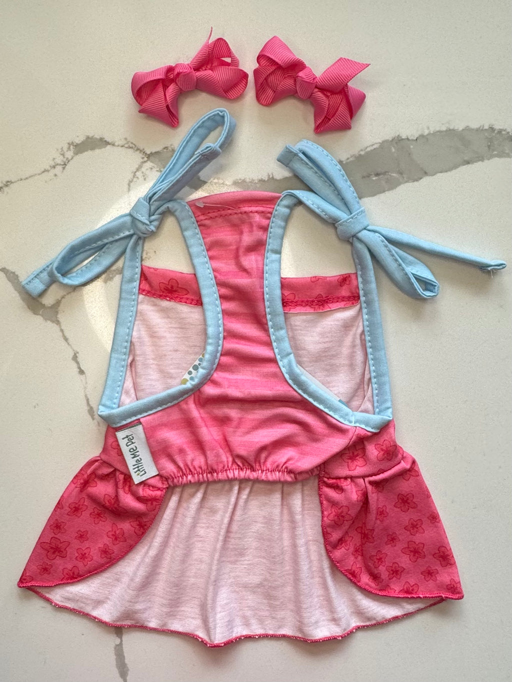 Vestido para mascota + lazitos para el pelo