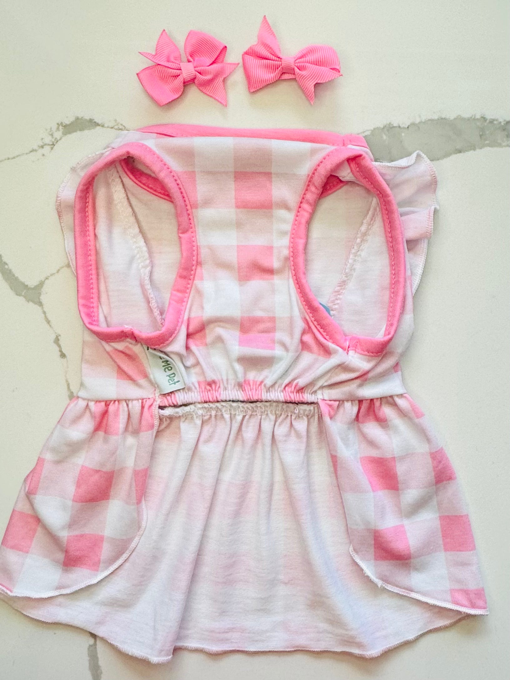 Vestido a cuadros para mascotas + lazitos para el pelo