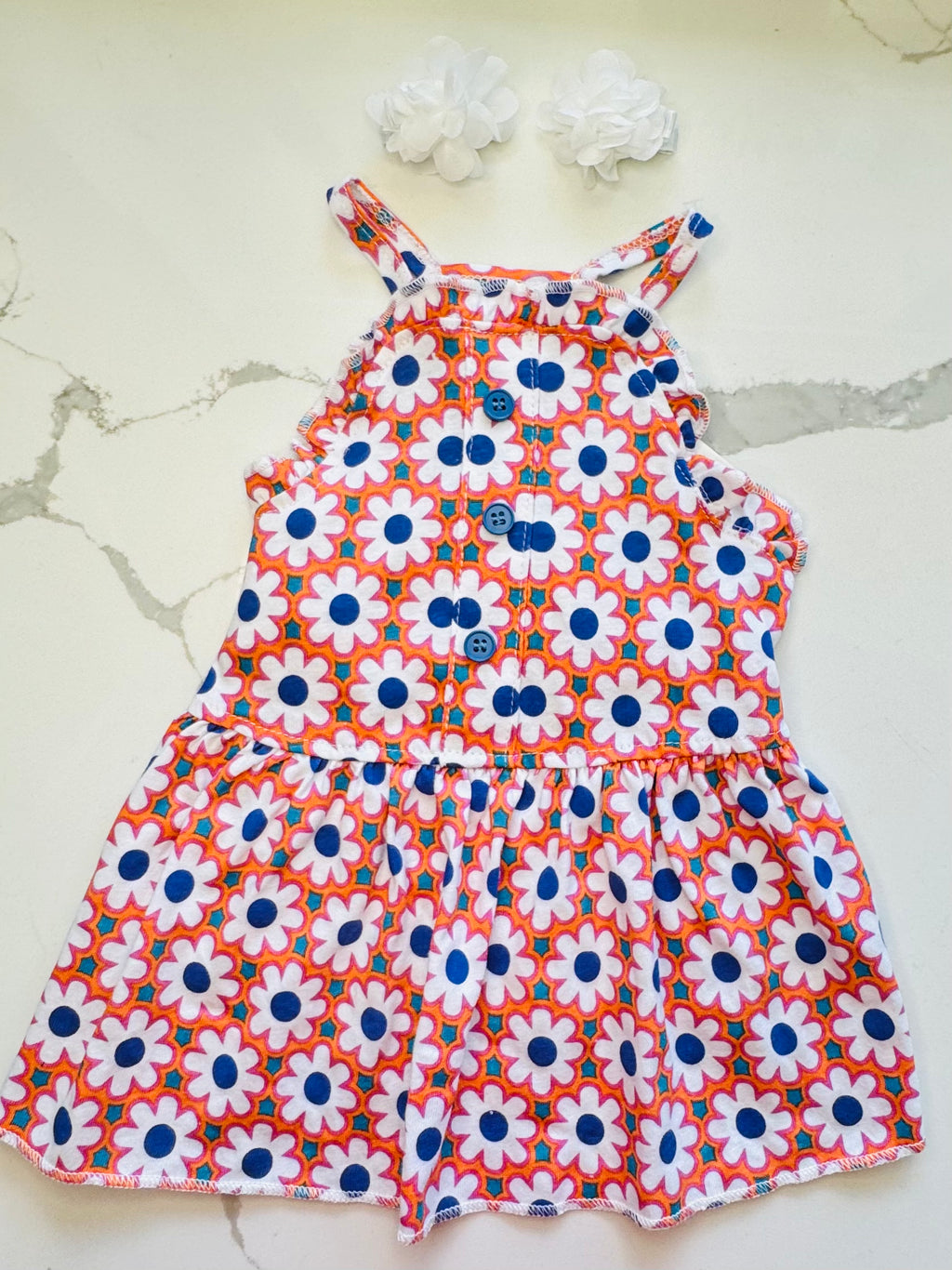 Vestido para mascota floral + florecitas para el pelo