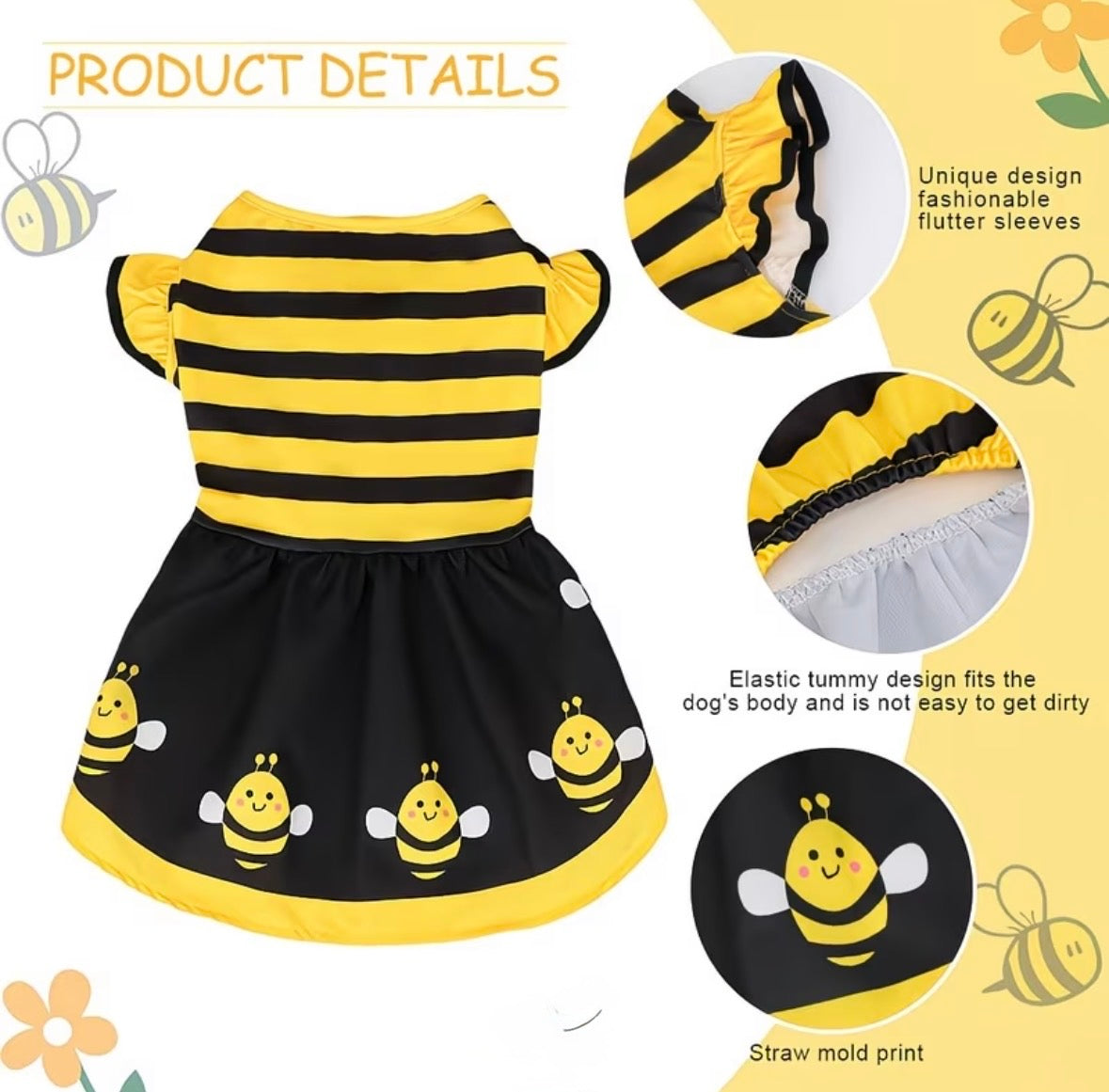 Vestido para mascota de abejita