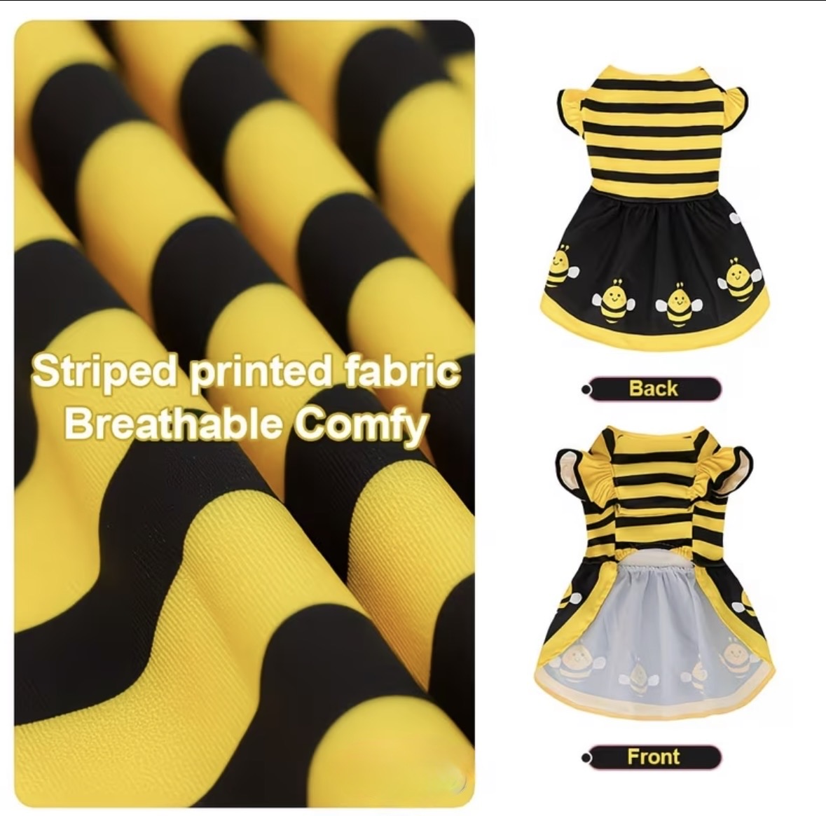 Vestido para mascota de abejita