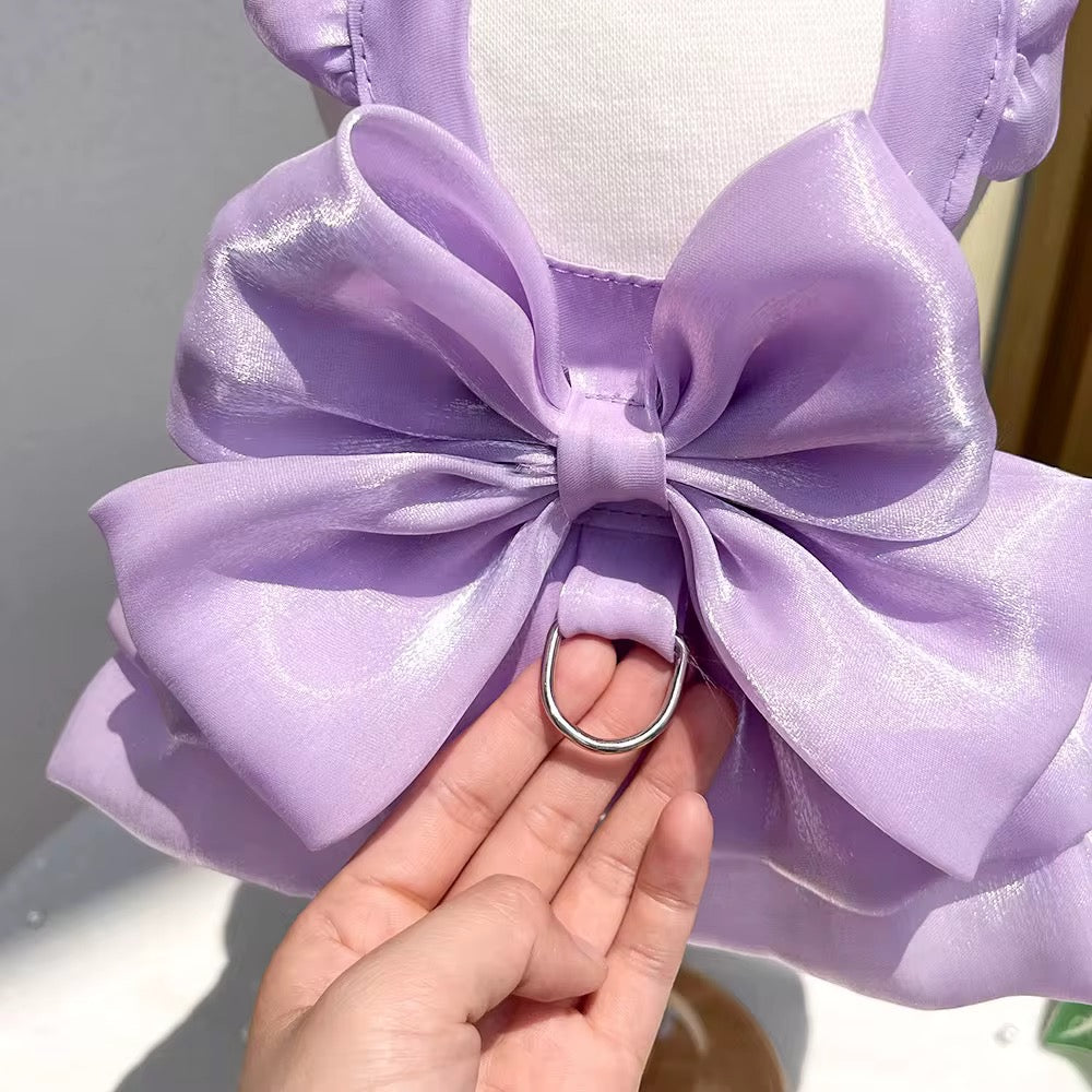 Vestido para mascotas en organza con lazitos para el pelo.
