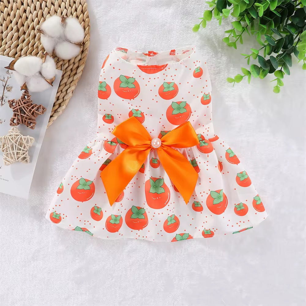 Vestido para mascota con lazitos para el pelo.