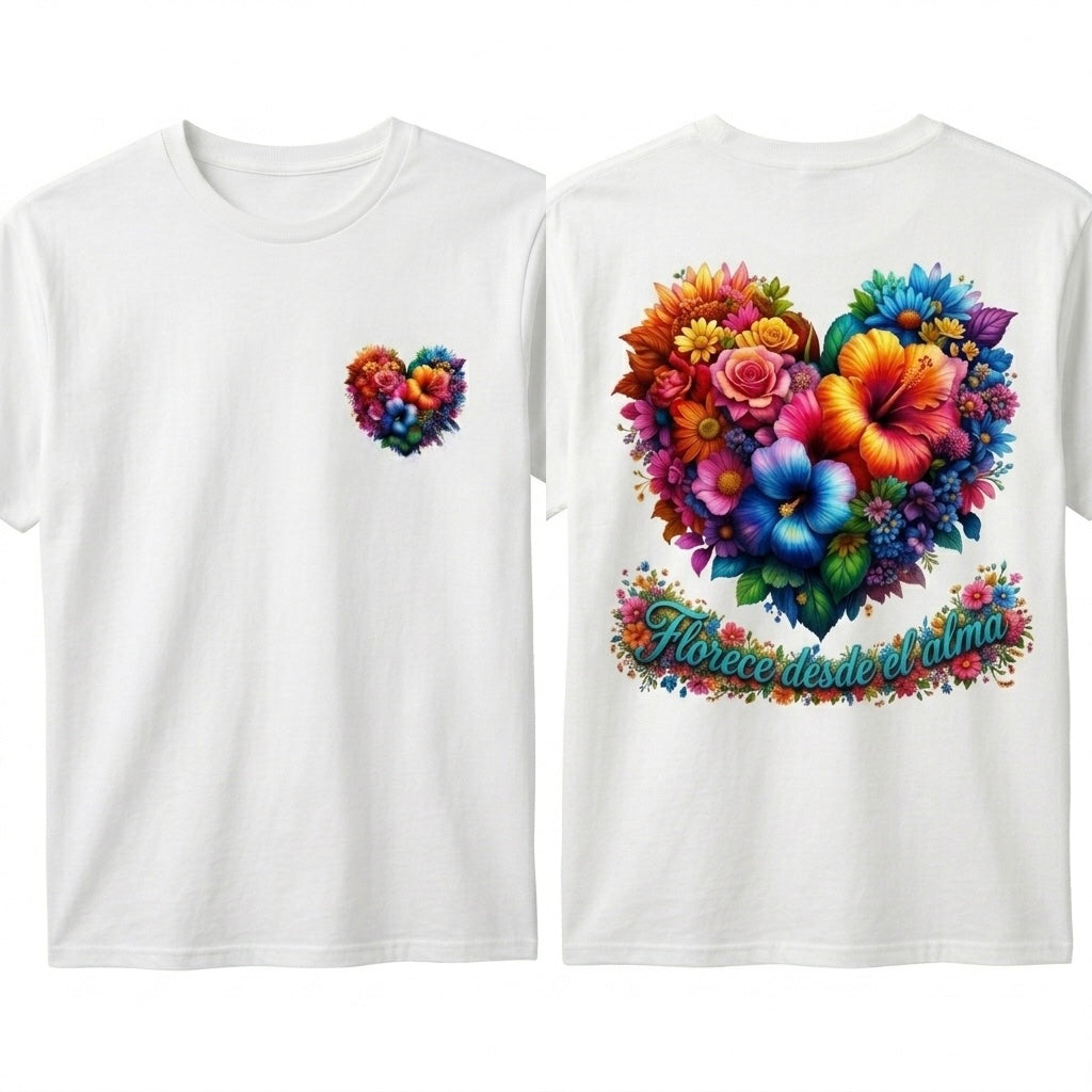 T-Shirt Impresa a estilo 3D "Florece desde el alma"