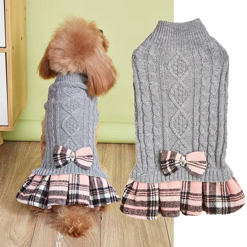 Vestido para mascota con lazitos para el pelo