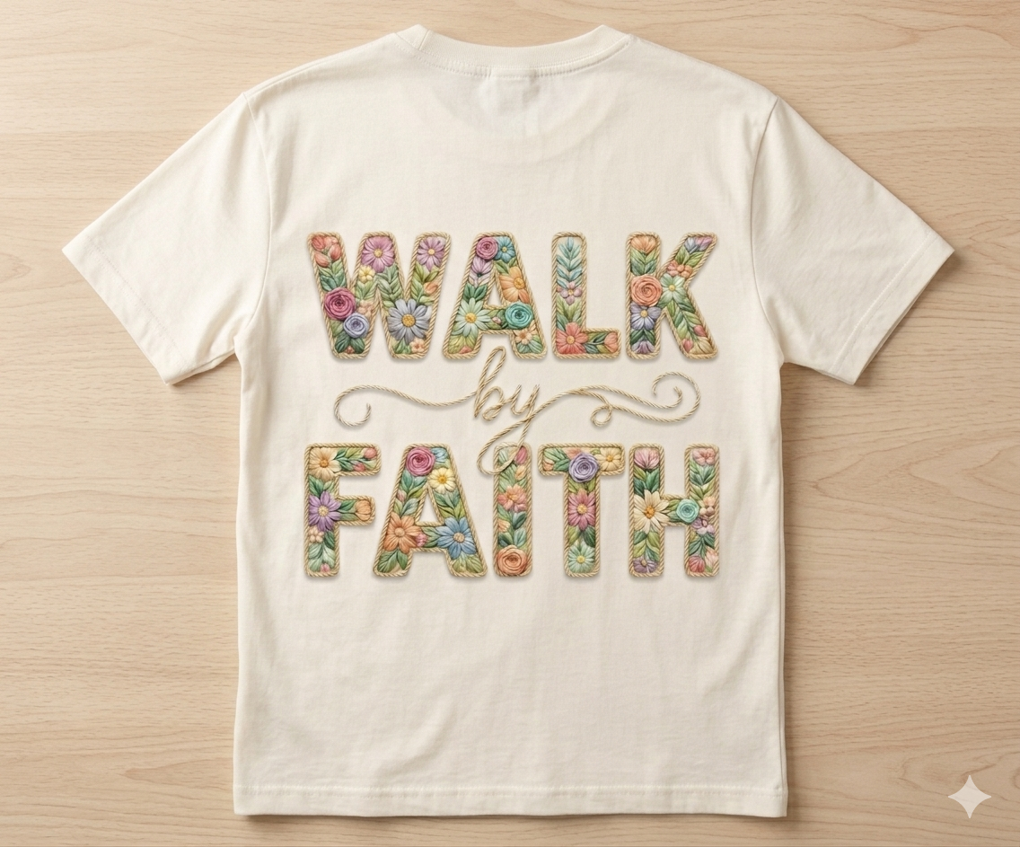 T-Shirt impresa a estilo 3D "Walk by Faith"